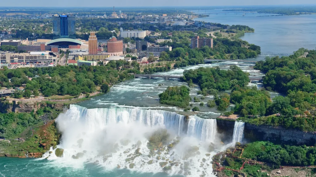 A photo of a Niagara-Falls showing the role of erosion